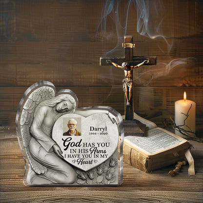 God Has You In His Arms - Personalized Acrylic Plaque GAPJS10300