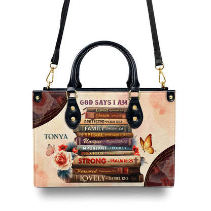 God Says I Am - Personalized Leather Handbag GMJSLB200018
