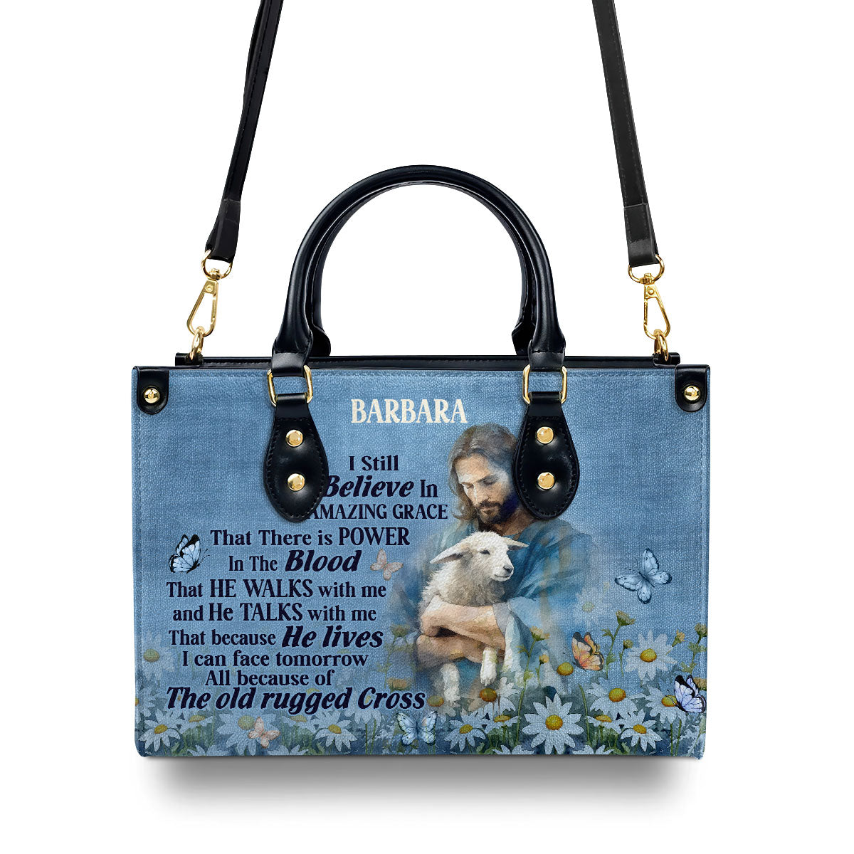 Jesus I Still Believe In Amazing Grace - Personalized Leather Handbag GMJSLB200018