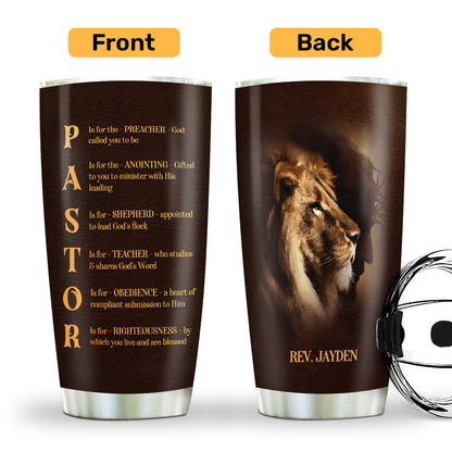 Obedience and Righteousness - Personalized Tumbler for Pastor