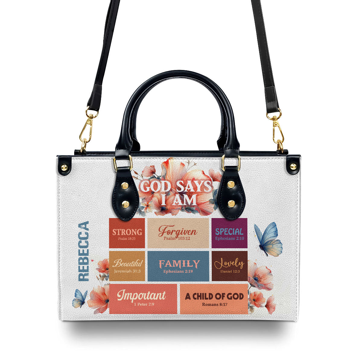 God Says I Am - Leather Handbag - Personalized Gift for Women GMJSLB200015