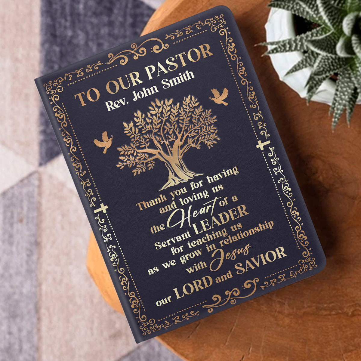 Faith-Inspired Gift for Pastor - Personalized Leather Cover Notebook GMJSNB200042