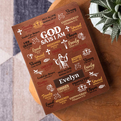 God Says I Am - Personalized Leather Cover Notebook GMJSNB200129