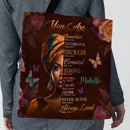 You Are Never Alone - Personalized Christian Tote Bag GTTJS10048