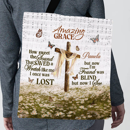 Amazing Grace Tote Bag - Personalized Christian Gift for Women GTTJS10037