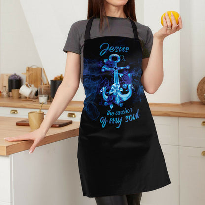 Jesus The Anchor Of My Soul - Apron with Cross and Rose Design