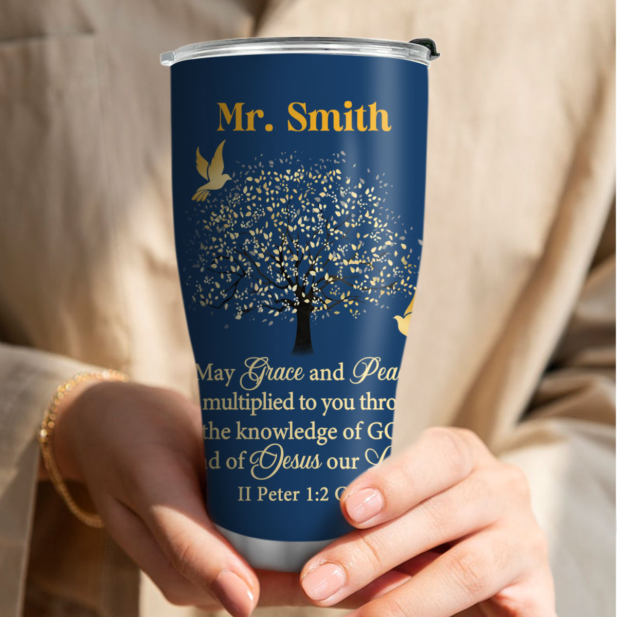 Grace And Peace - Christian Faith Tumbler - Personalized Stainless Steel