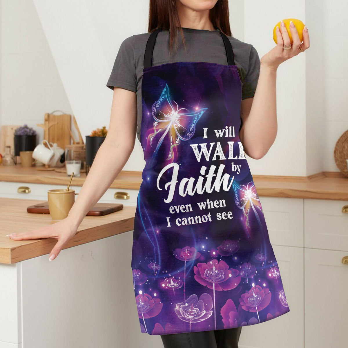 Faith Walk - Noncustomized Apron with Floral Butterfly