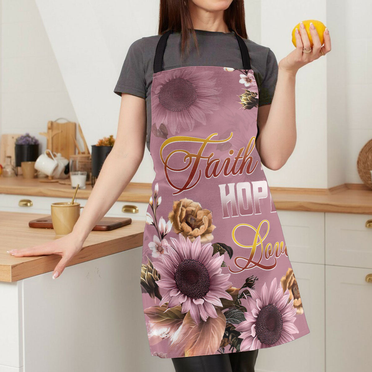 Faith Hope Love - Floral Christian Kitchen Apron