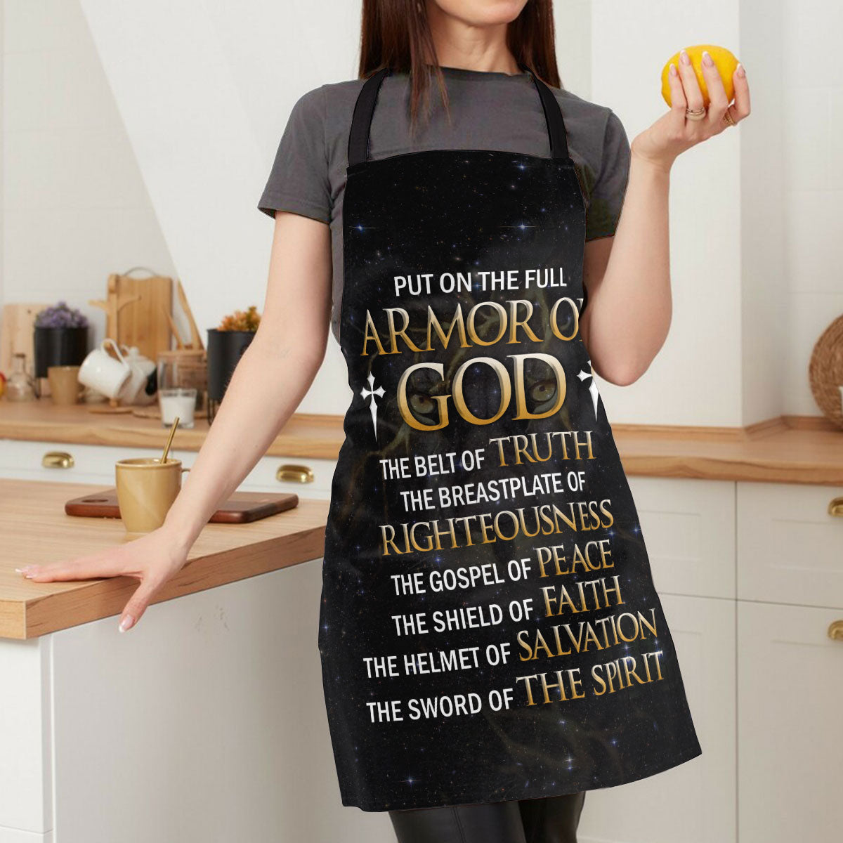Faith Theme - Black Apron With Cross Design - Gift For Loved One