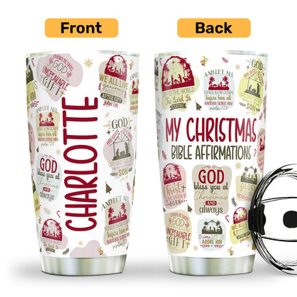 Christmas Bible Affirmations - Personalized Stainless Steel Tumbler