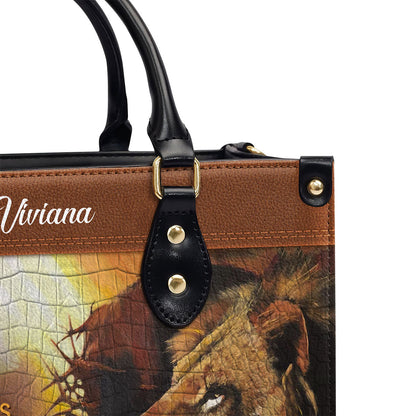 There Is Power In The Name Of Jesus - Personalized Leather Handbag GMJSLB200097