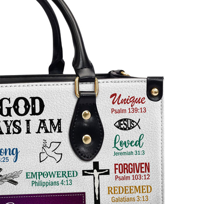 God Says I Am - Personalized Leather Handbag - Gift for Women GMJSLB200006