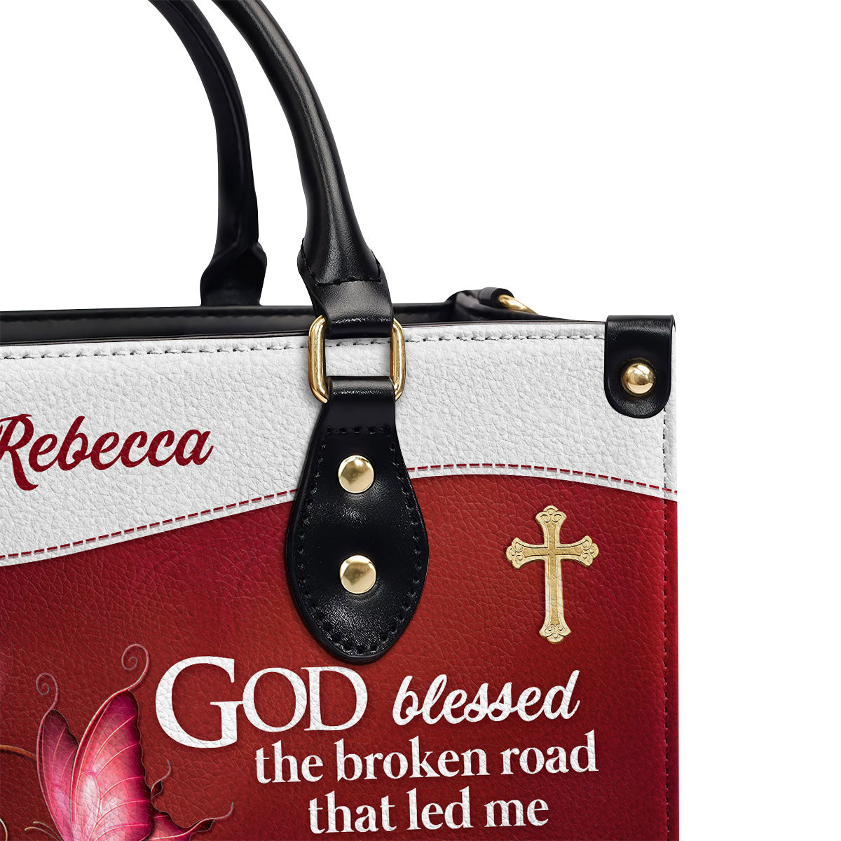 God Blessed The Broken Road - Personalized Leather Handbag GMJSLB200063