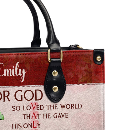 John 3:16 Gift for Women - Personalized Leather Handbag GMJSLB200067