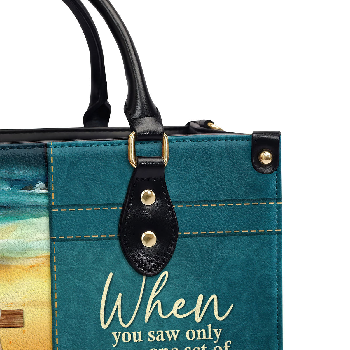 Footprints In The Sand - Personalized Leather Handbag GMJSLB200086