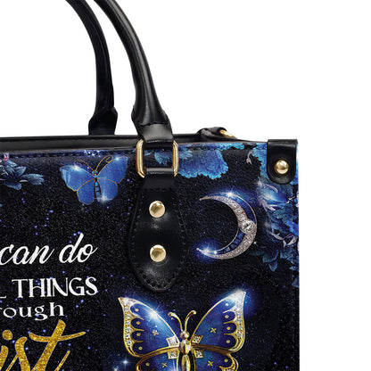 I Can Do All Things Faith Quote - Personalized Leather Handbag GMJSLB200087