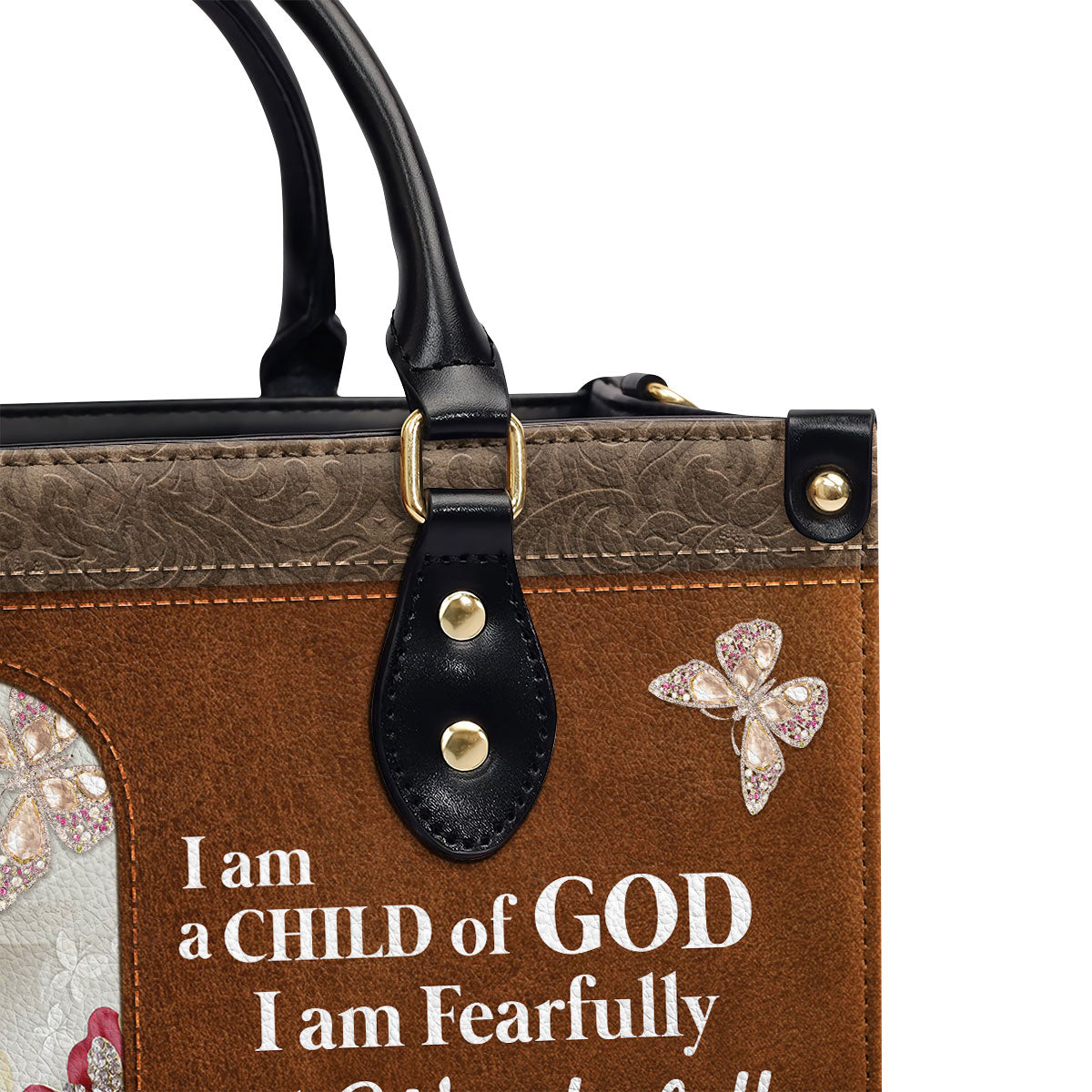 I Am A Child Of God Quote - Personalized Leather Handbag GMJSLB200109