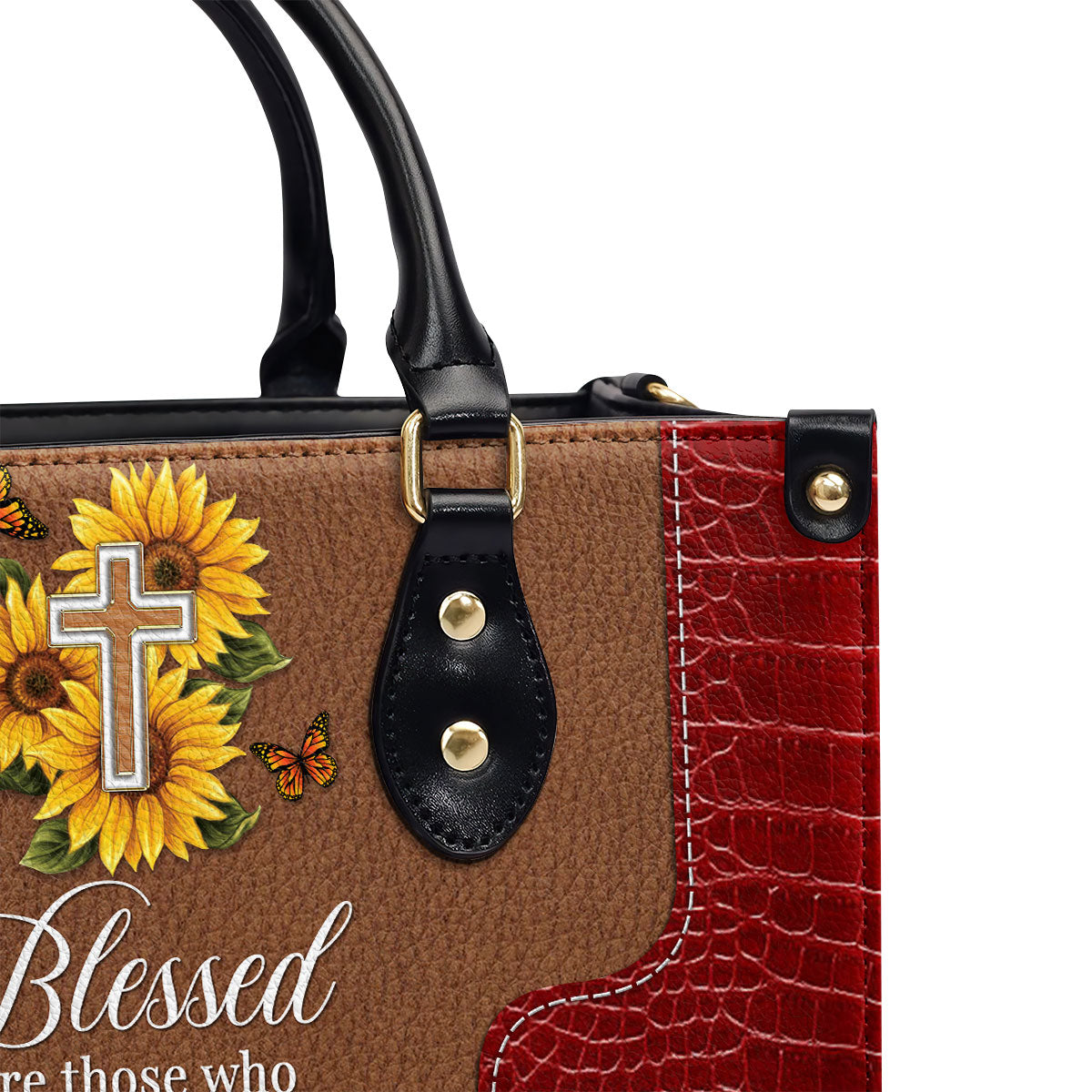 Blessed Are Those Who Spoil And Pamper - Personalized Sunflower Leather Handbag GMJSLB200097
