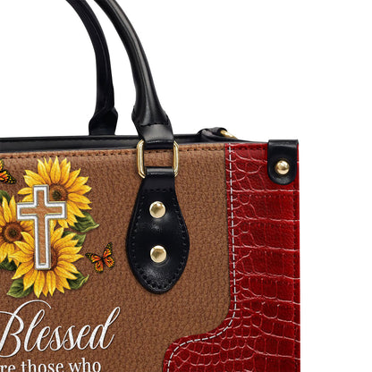 Blessed Are Those Who Spoil And Pamper - Personalized Sunflower Leather Handbag GMJSLB200097