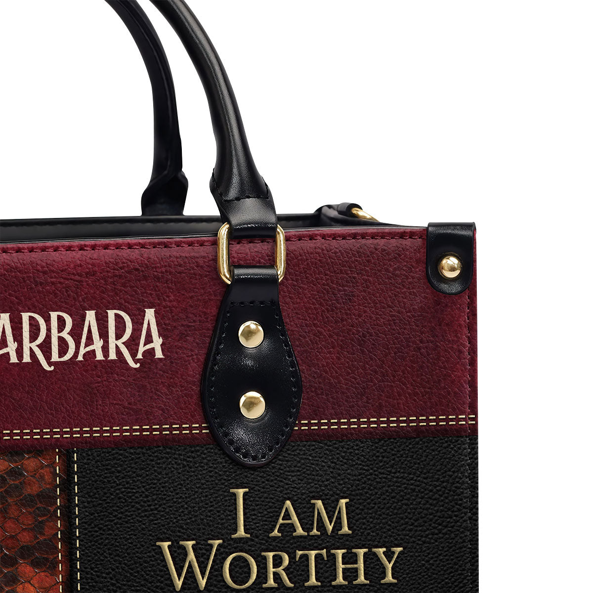 I Am Strong, I Am Worthy - Personalized Christian Leather Handbag GMJSLB200079