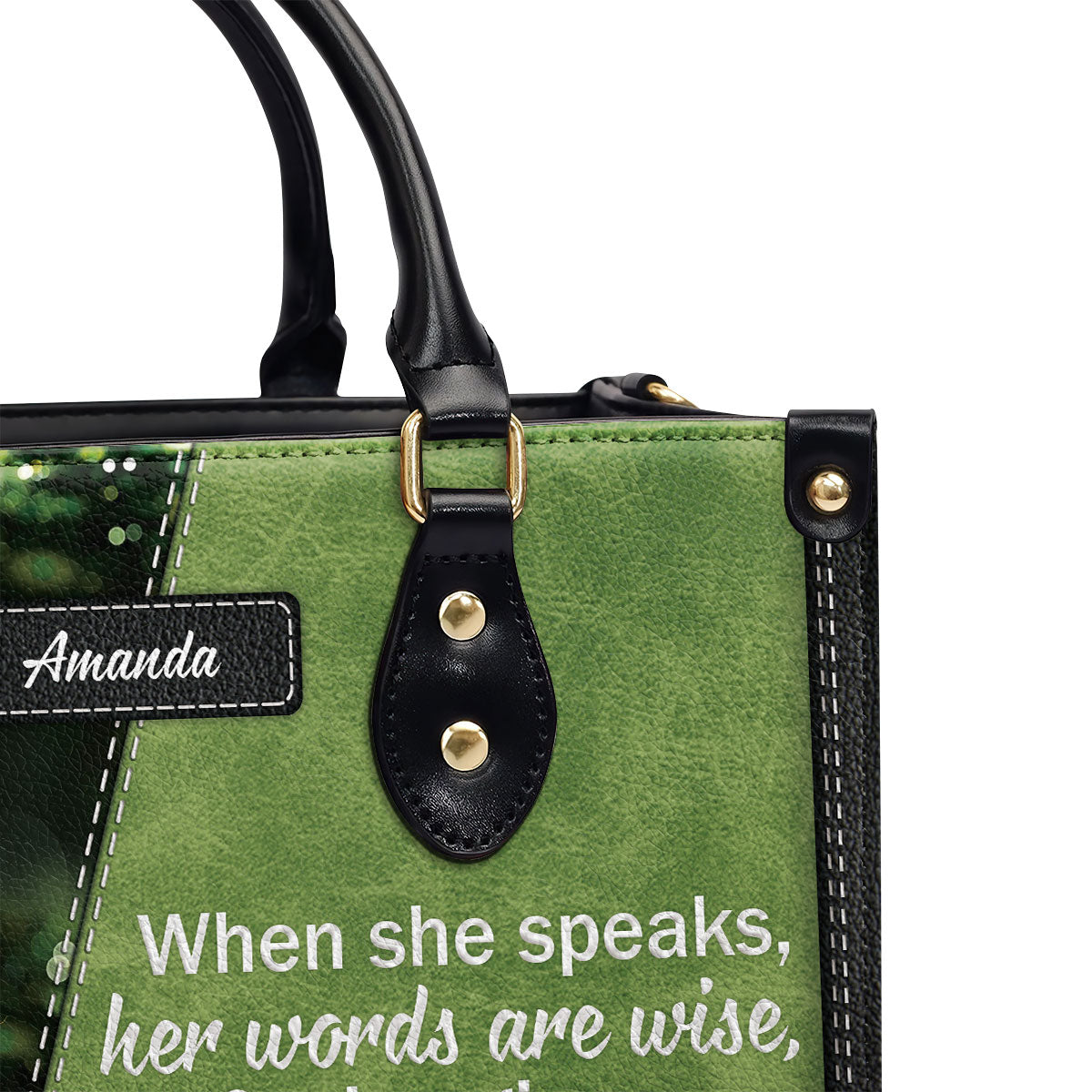 When She Speaks, Her Words Are - Personalized Leather Handbag GMJSLB200083