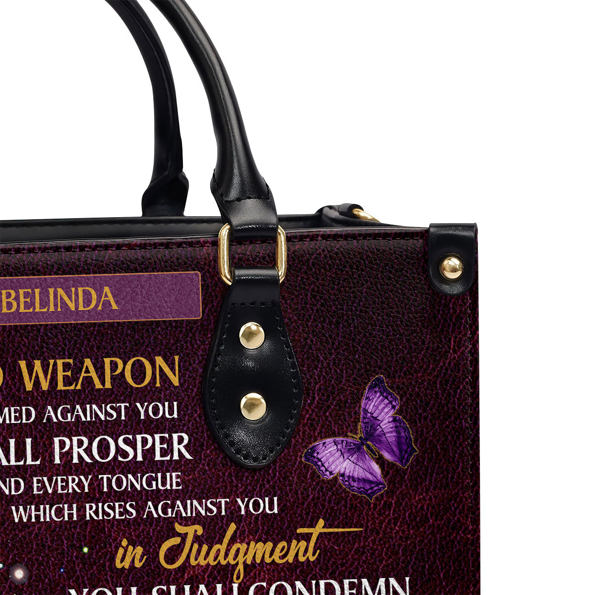 No Weapon Shall Prosper - Personalized Leather Handbag GMJSLB200080