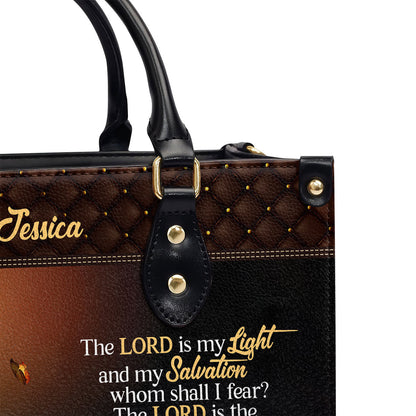 Psalm 27:1 Faith Quote - Personalized Leather Handbag GMJSLB200116