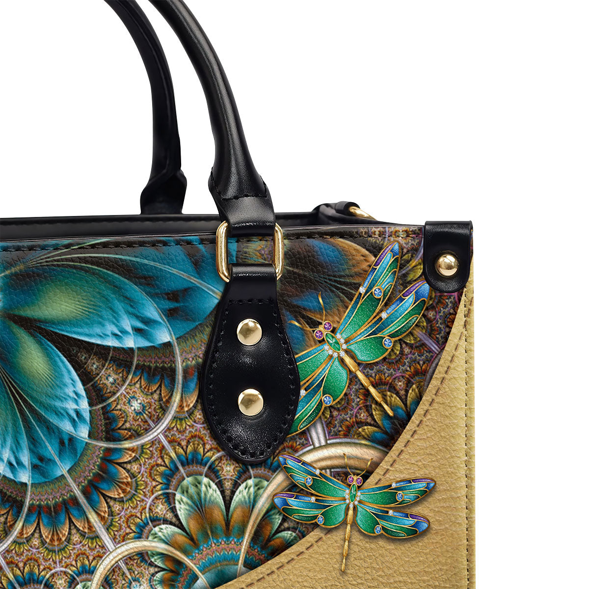 You Are Fearfully And Wonderfully Made - Leather Handbag - Custom Name Dragonfly Floral Design GMJSLB200088