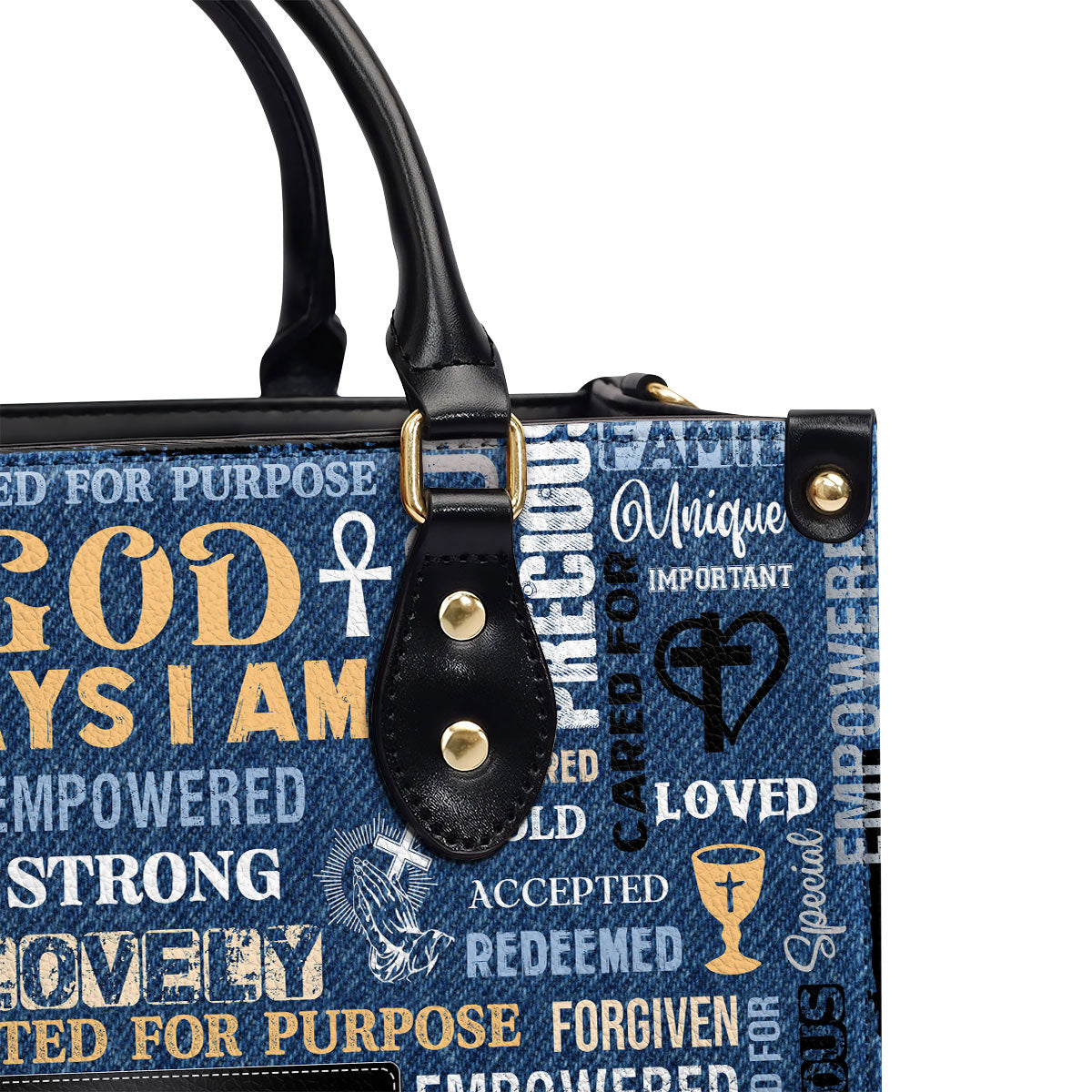 I Am A Child Of God - Personalized Leather Handbag GMJSLB200019