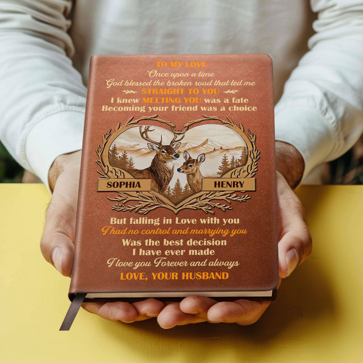 God Blessed the Broken Road - Personalized Leather Notebook GMJSNB200118