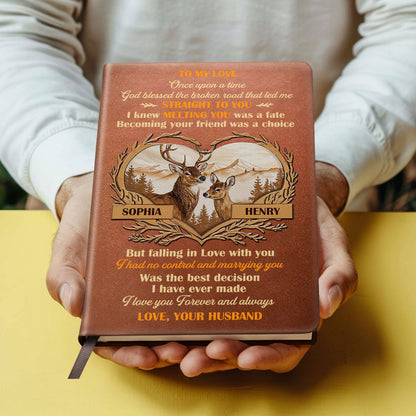 God Blessed the Broken Road - Personalized Leather Notebook GMJSNB200118