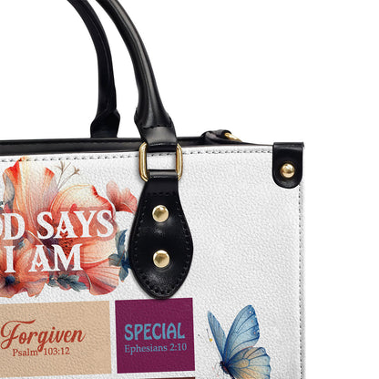 God Says I Am - Leather Handbag - Personalized Gift for Women GMJSLB200015