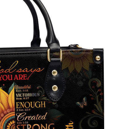 Sunflower Faith Quote - Personalized Leather Handbag GMJSLB200028