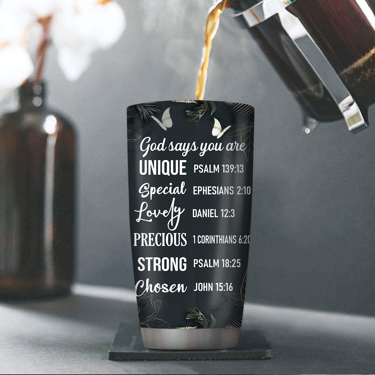 God Says You Are Unique - Personalized Stainless Steel Tumbler 20oz
