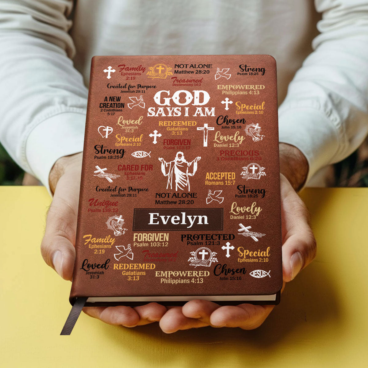 God Says I Am - Personalized Leather Cover Notebook GMJSNB200129