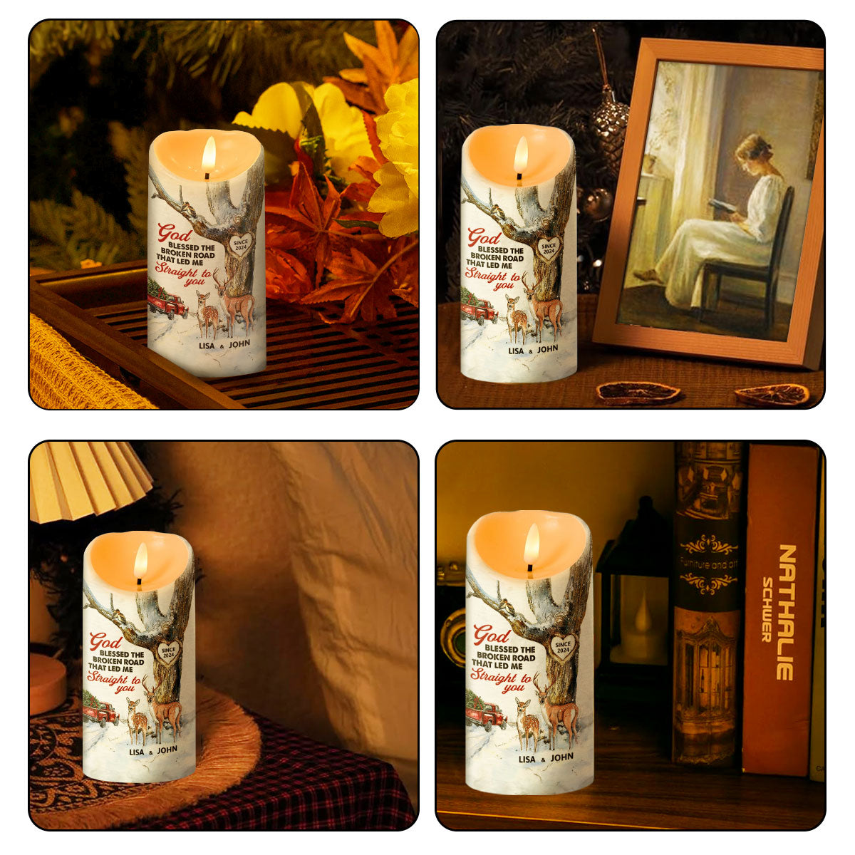 God Blessed The Broken Road - Personalized Flameless LED Candle