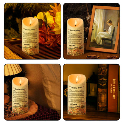 Amazing Grace - Personalized Flameless LED Candle - Gift For Her