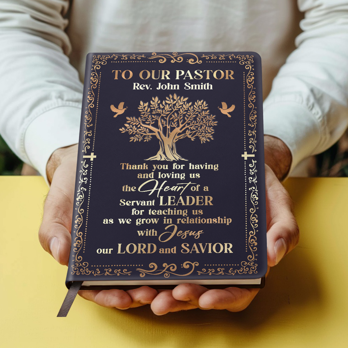 Faith-Inspired Gift for Pastor - Personalized Leather Cover Notebook GMJSNB200042
