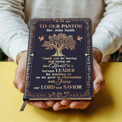 Faith-Inspired Gift for Pastor - Personalized Leather Cover Notebook GMJSNB200042