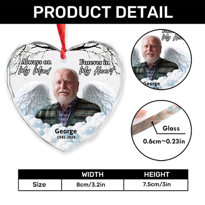 Always On My Mind - Heart Shaped Glass Ornament GOJS10232
