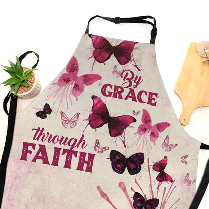 By Grace Through Faith - Butterfly Apron - Personalized Kitchen Accessory