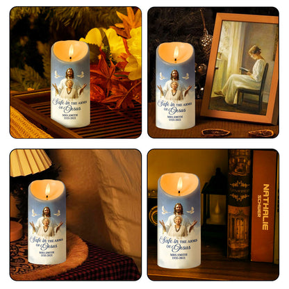 Safe In The Arms Of Jesus - Personalized Flameless LED Candle