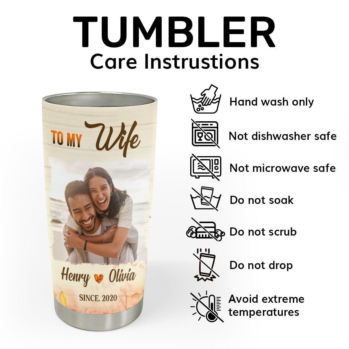 Sentimental Couple Gift - Personalized Stainless Steel Tumbler