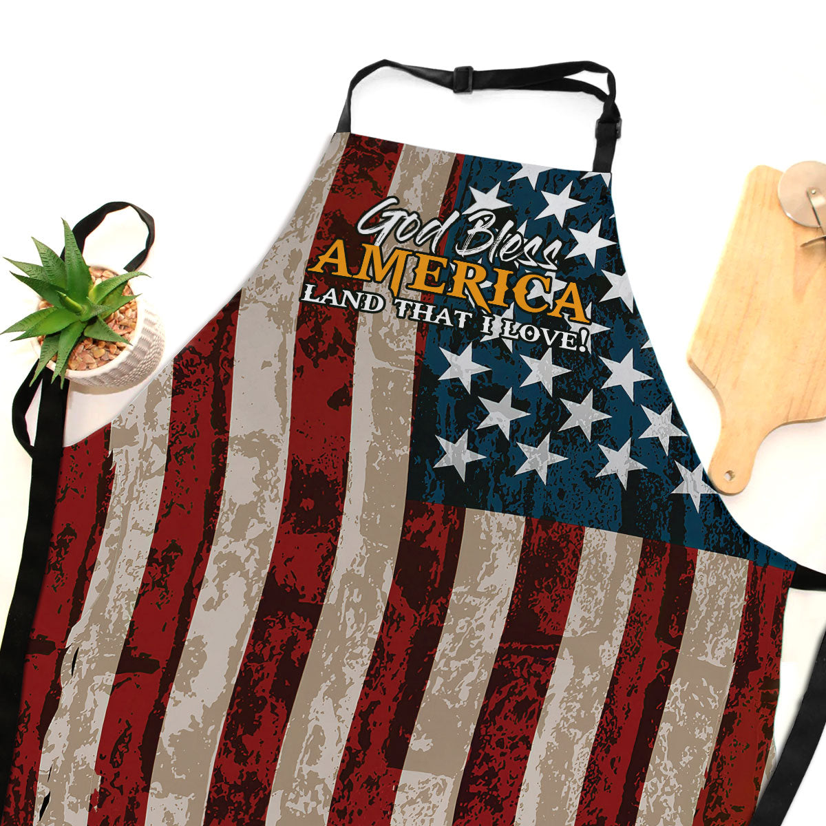 God Bless America - Inspirational Apron with Tie Back