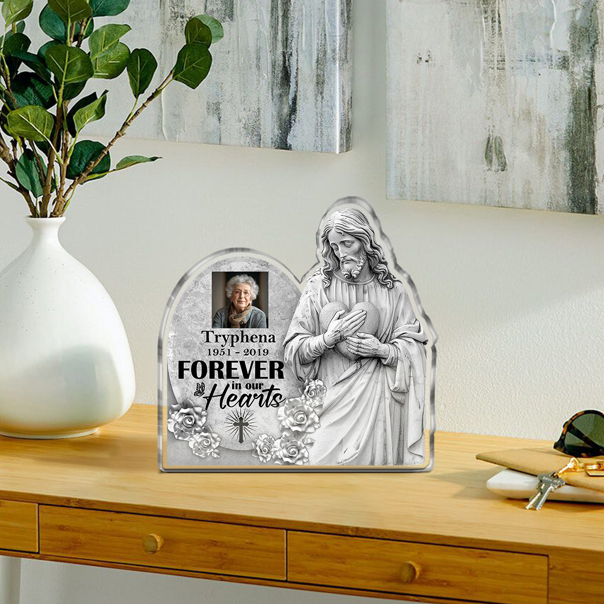 Forever In Our Hearts - Personalized Acrylic Memorial Plaque GAPJS10295