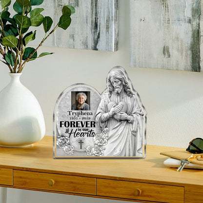 Forever In Our Hearts - Personalized Acrylic Memorial Plaque GAPJS10295