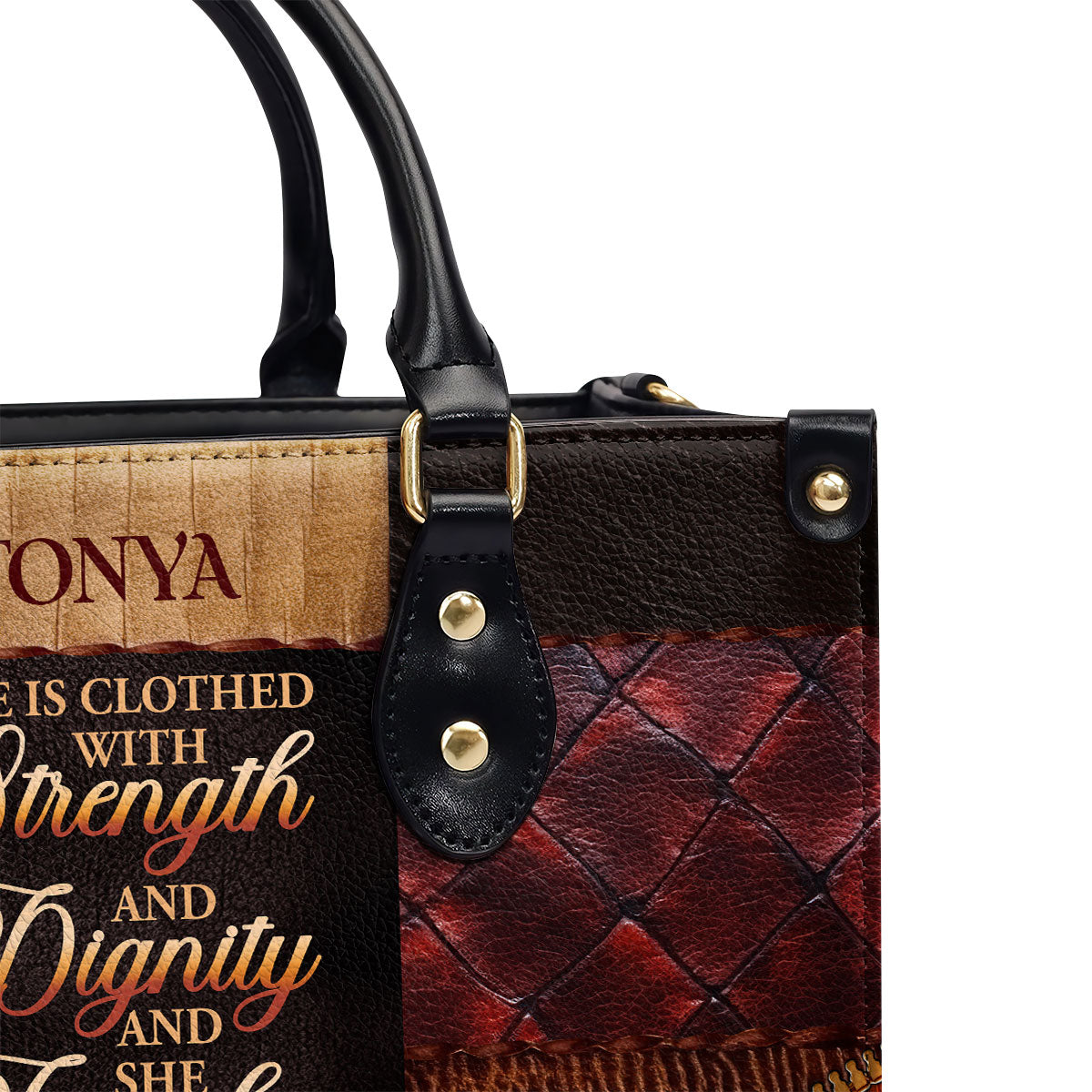 She Is Clothed With Strength and Dignity - Personalized Leather Handbag GMJSLB200037