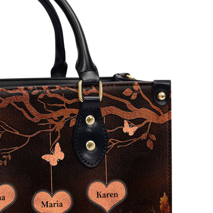 Grandkids Make Life More Grand - Personalized Leather Handbag GMJSLB200009