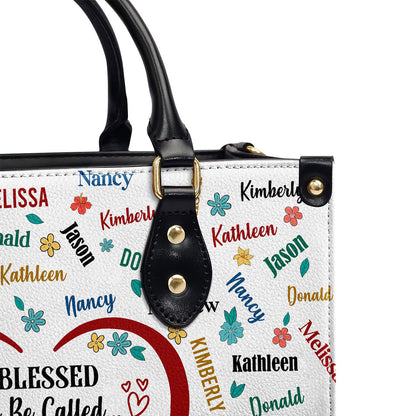 Blessed To Be Called Grandma - Personalized Leather Handbag GMJSLB200090